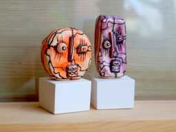 Mini Ceramic Art, Family Portrait Shelf Desk Sculpture, Gift For The Couple, Head Couple Gift, 99Heads - thumbnail 1