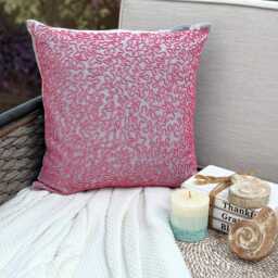 "Pink Beaded Corals Cotton Beach Throw Pillow Cover, 16""x16" - thumbnail 3