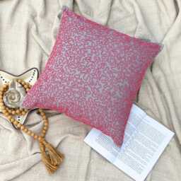 "Pink Beaded Corals Cotton Beach Throw Pillow Cover, 16""x16" - thumbnail 2
