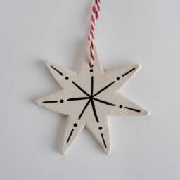Handmade Ceramic Star Christmas Ornament, Hand-Painted Stoneware Bauble - thumbnail 3