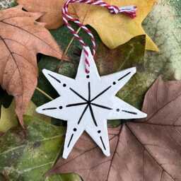Handmade Ceramic Star Christmas Ornament, Hand-Painted Stoneware Bauble - thumbnail 4