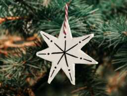Handmade Ceramic Star Christmas Ornament, Hand-Painted Stoneware Bauble