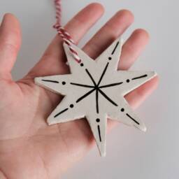Handmade Ceramic Star Christmas Ornament, Hand-Painted Stoneware Bauble - thumbnail 2