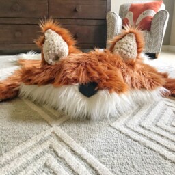 Orange Fox Rug in Faux Fur For Woodland Nursery Decor - thumbnail 3