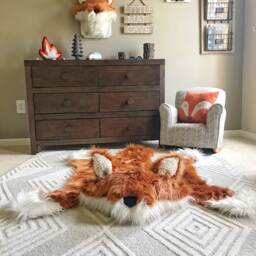 Orange Fox Rug in Faux Fur For Woodland Nursery Decor - thumbnail 4