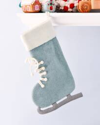 Felt Blue Ice Skate Christmas Stocking, Stockings Made From Wool Felt, Fair Trade