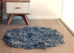 Handmade Gray Wool Rug Organic Sheep Locks, Wabi Sabi Decor - thumbnail 1