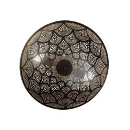 Moroccan Brass Ceiling Light, Silver Finish - 18 Inch Hand-Pierced - thumbnail 2