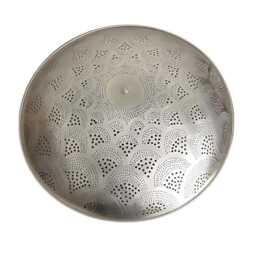 Moroccan Brass Ceiling Light, Silver Finish - 18 Inch Hand-Pierced - thumbnail 3