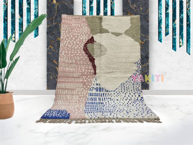 Yakiti - 4X7Ft Moroccan Rug, Beni Ourain Area Modern Wool Living Room Beniourain Handmade Soft Carpet, 117 cm X 204 - image 1