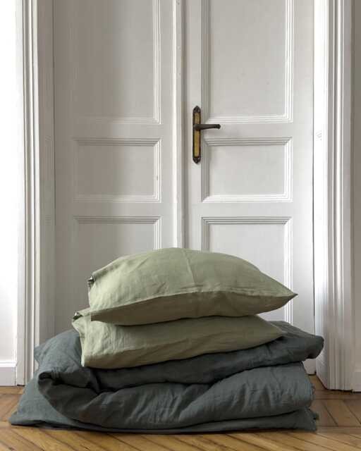 Emerald Green Linen Duvet Cover- Washed European Bedding- Queen King Twin Custom Sizes- Quiet Luxury Bedroom- Wedding Anniversary Gift - image 1
