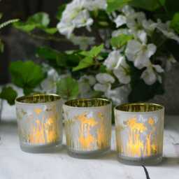 Wild Grass Butterfly Glass Candle Holder, Frosted Tealight Votive Sconce - thumbnail 2