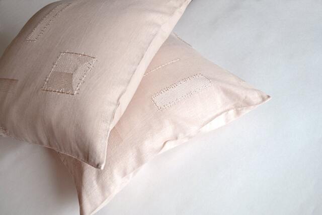 Rose Peach Linen Pillow Cover Embroidered Case Pastel Pink Cushion Decorative Throw Kids - image 1