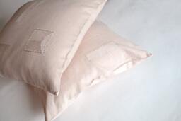 Rose Peach Linen Pillow Cover Embroidered Case Pastel Pink Cushion Decorative Throw Kids - thumbnail 1