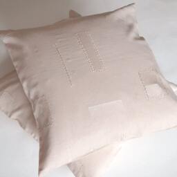Rose Peach Linen Pillow Cover Embroidered Case Pastel Pink Cushion Decorative Throw Kids - thumbnail 3