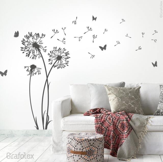 Wall Sticker Dandelion Flying Seeds Butterflies - Wall Living Room Dandelion Decal Vinyl Decor W302 - image 1