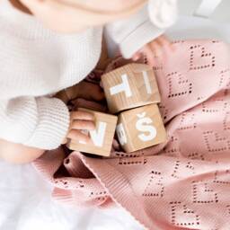 Heart Knit Baby Blanket - Organic Cotton, Soft Newborn Gift, Crib For Girls & Boys - thumbnail 3
