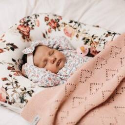 Heart Knit Baby Blanket - Organic Cotton, Soft Newborn Gift, Crib For Girls & Boys - thumbnail 2