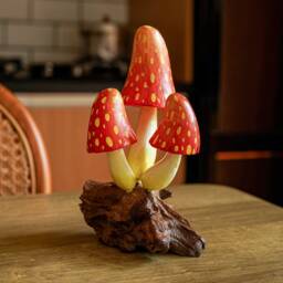 Wooden Mushroom 6 Inch/15 cm, Personalized Statue, Carving, Home Decor, Room Living Room, Office Gift Idea - thumbnail 4