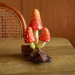 Wooden Mushroom 6 Inch/15 cm, Personalized Statue, Carving, Home Decor, Room Living Room, Office Gift Idea - thumbnail 3
