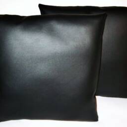 "2 Black Faux Leather Classic Cushion Covers 16"" 18"" 20" - thumbnail 2
