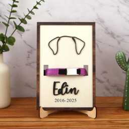 Personalized Dog Ears Line Drawing, Custom Ear Sign, Pet Loss Memorial Gift, Pet Collar Holder, Framed Art, Bereavement Gifts - thumbnail 2