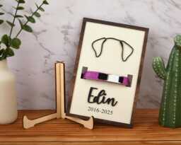 Personalized Dog Ears Line Drawing, Custom Ear Sign, Pet Loss Memorial Gift, Pet Collar Holder, Framed Art, Bereavement Gifts - thumbnail 1