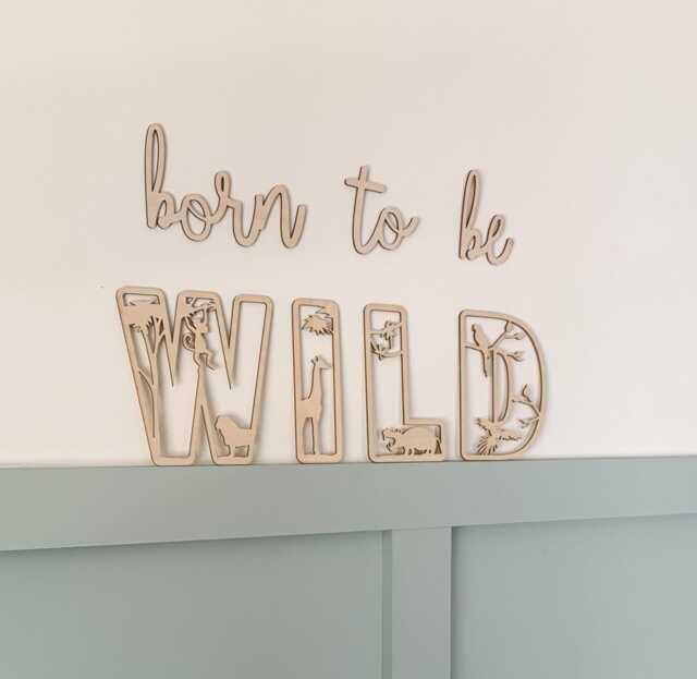 Born To Be Wild Sign, Kids Wall Sign Door Wooden Words For Walls, Quotes Room, Childrens Room Decor, Nursery Art - image 1