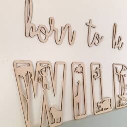 Born To Be Wild Sign, Kids Wall Sign Door Wooden Words For Walls, Quotes Room, Childrens Room Decor, Nursery Art - thumbnail 3
