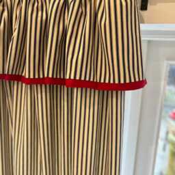 Bespoke Cotton Flop Over Ticking Pair Of Curtains - Linen Contrast Border, False Pelmet Heading - thumbnail 3
