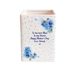 Personalised Ceramic Plant Pot With Blue Flowers & Butterflies - For Birthdays, Anniversaries, Mother's Day - thumbnail 4