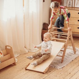 Set Of 5 Items 2 Foldable Triangle + Arch Ramp With Slide, Climbing Montessori Furniture For Toddlers Wood Play Gym Balance Board - thumbnail 3