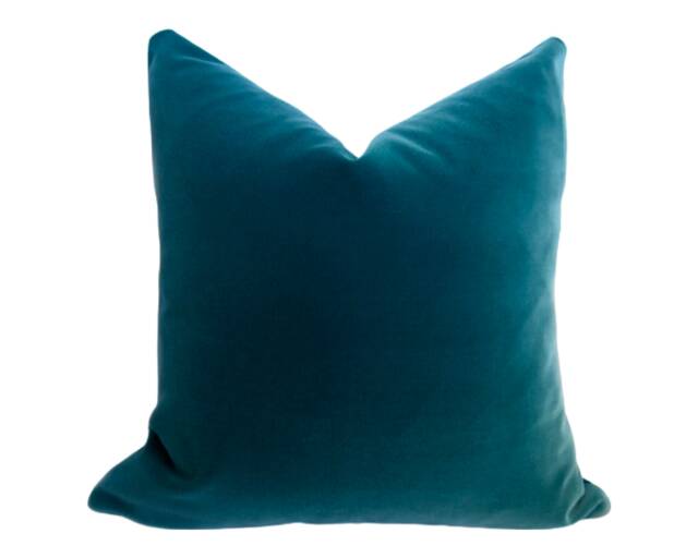Peacock Velvet Pillow Cover - Turquoise Decorative Pillow, Washable - image 1