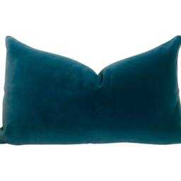 Peacock Velvet Pillow Cover - Turquoise Decorative Pillow, Washable - thumbnail 2