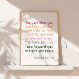 Christian Wall Art, Christening Gift, Baptism Girls Bedroom Decor, Nursery Print, Bible Verse, Numbers 624-26, Rainbow Art - thumbnail 1