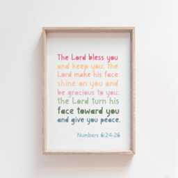 Christian Wall Art, Christening Gift, Baptism Girls Bedroom Decor, Nursery Print, Bible Verse, Numbers 624-26, Rainbow Art - thumbnail 2