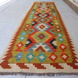 3x10 Handmade Stunning Kilim Rug, Afghan Maimana Chubi New Runner Flatweave Oriental Turkmen Hallway Rug - thumbnail 2