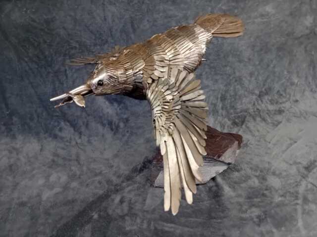 Handmade Welded Stainless Steel Kingfisher Sculpture - image 1