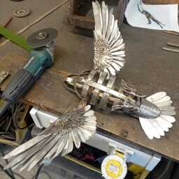 Handmade Welded Stainless Steel Kingfisher Sculpture - thumbnail 4