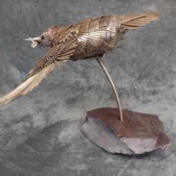 Handmade Welded Stainless Steel Kingfisher Sculpture - thumbnail 3