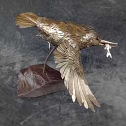 Handmade Welded Stainless Steel Kingfisher Sculpture - thumbnail 2