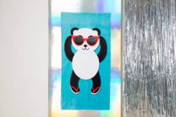 "Panda Beach Towel [Blue/Yellow Green] - Cute 30""x60"