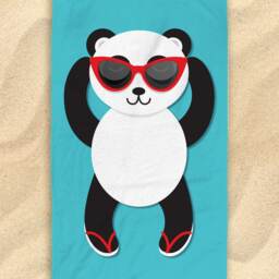 "Panda Beach Towel [Blue/Yellow Green] - Cute 30""x60" - thumbnail 2