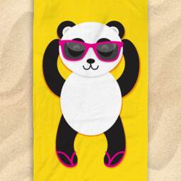 "Panda Beach Towel [Blue/Yellow Green] - Cute 30""x60" - thumbnail 3