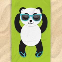 "Panda Beach Towel [Blue/Yellow Green] - Cute 30""x60" - thumbnail 4