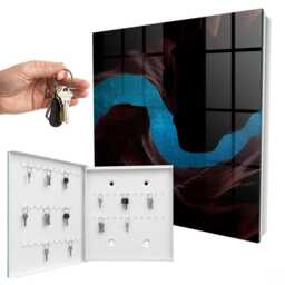 Space Rocks Key Cabinet For Home, Black Industrial Box, Surrealistic Cosmos, & Nature Lovers - thumbnail 2