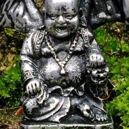 Dragon Buddha Figurine, Vintage Pewter Altar Art - thumbnail 4