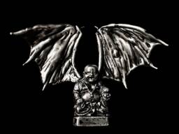 Dragon Buddha Figurine, Vintage Pewter Altar Art - thumbnail 1