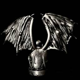 Dragon Buddha Figurine, Vintage Pewter Altar Art - thumbnail 2