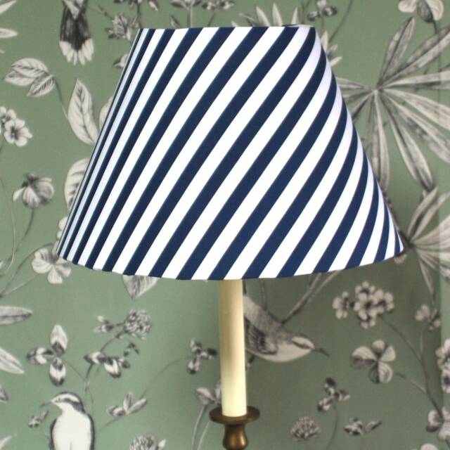 Handmade Navy Striped Tapered Lampshade Nautical Home Decor - image 1